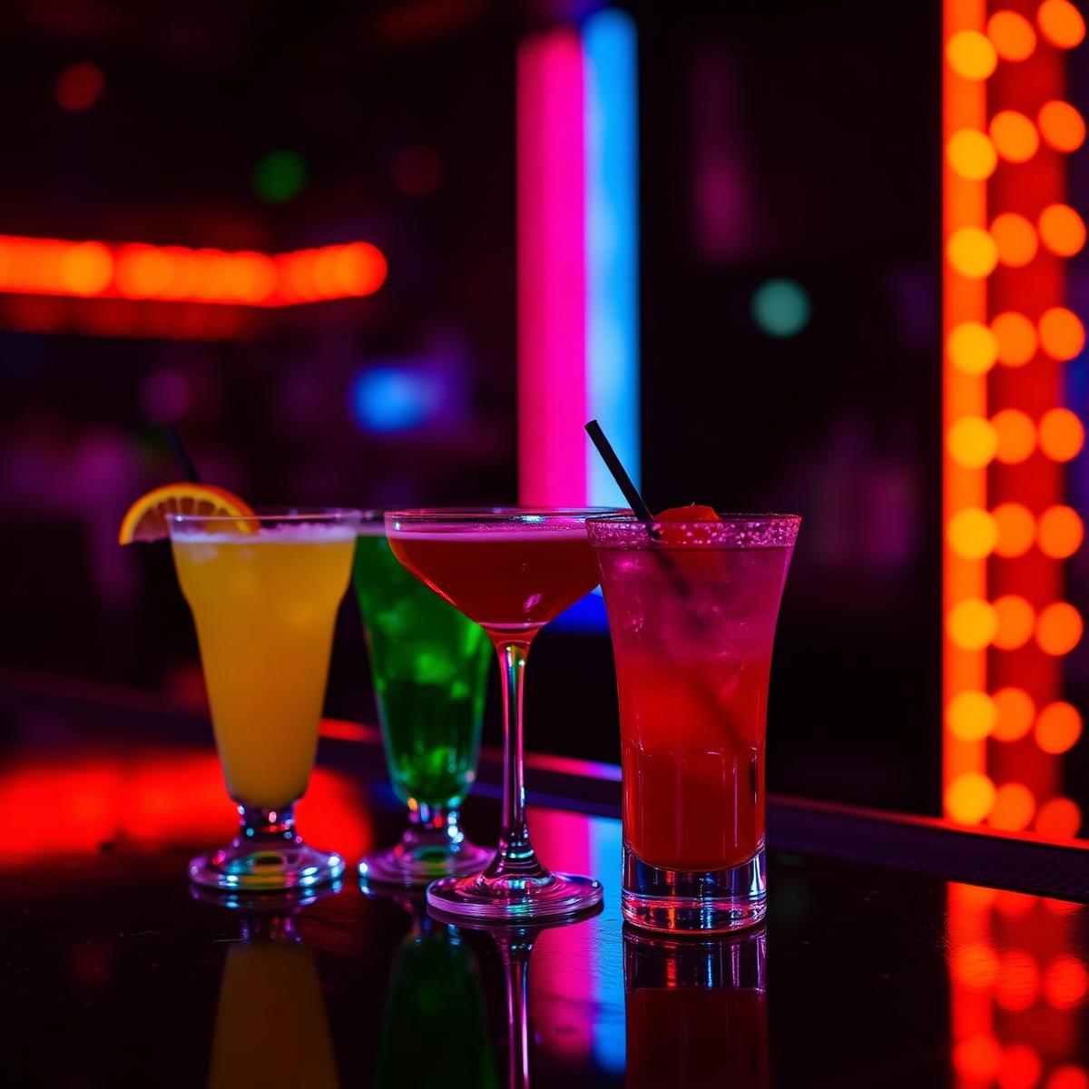 Colorful cocktails at the Los Caporales bar